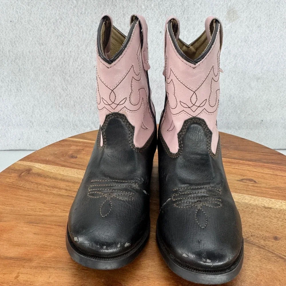 Smoky Mountain Kids 1574T Black Pink Cowboy‎ Western Boots Size R Youth Girls